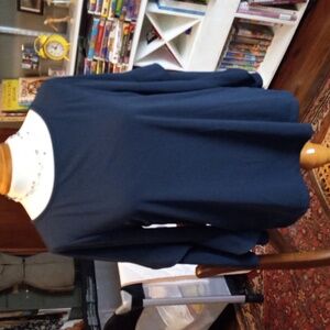 Ann Taylor Factory Navy Blue Polyester Free Swing Blouse w/ Tiered Bell Sleeves